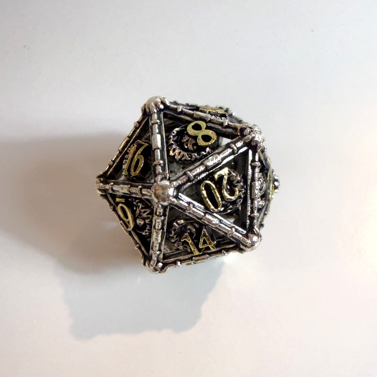 Silver Lunar Hollow Metal Dice Set