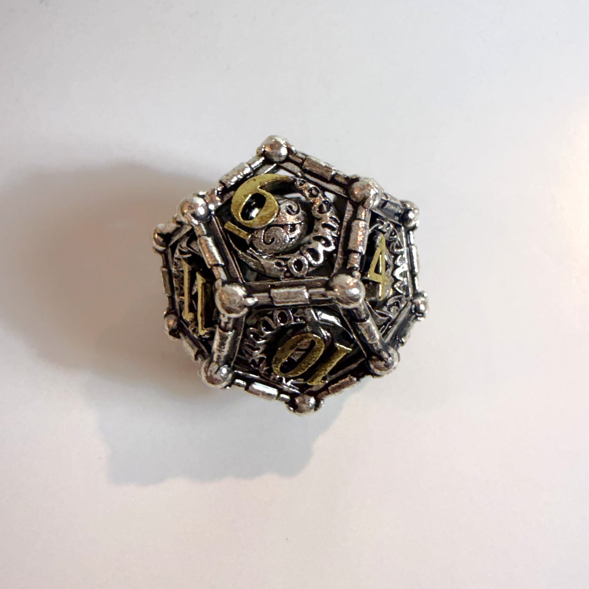 Silver Lunar Hollow Metal Dice Set