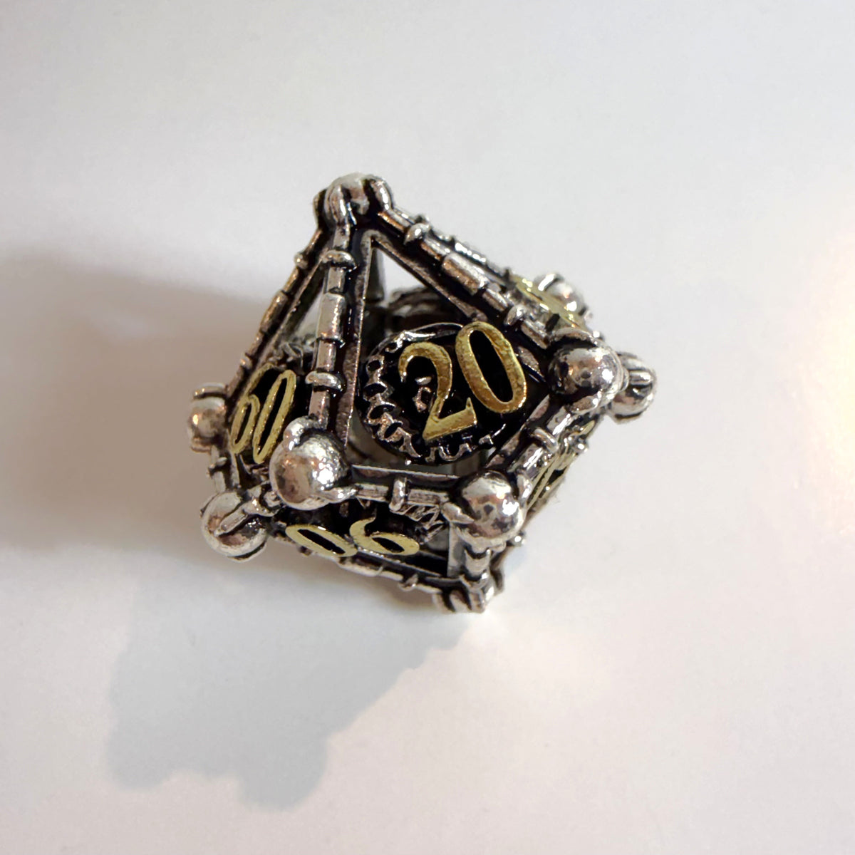 Silver Lunar Hollow Metal Dice Set