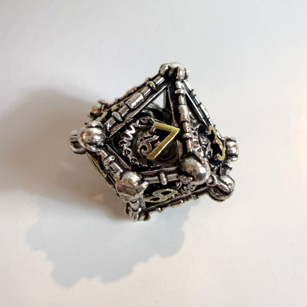 Silver Lunar Hollow Metal Dice Set