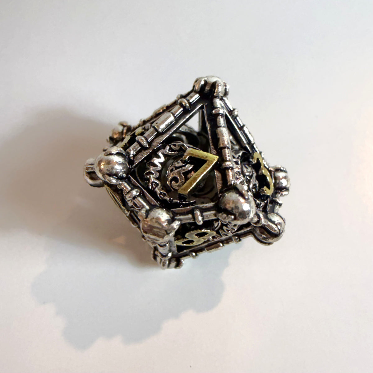Silver Lunar Hollow Metal Dice Set