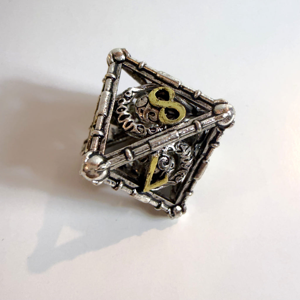 Silver Lunar Hollow Metal Dice Set