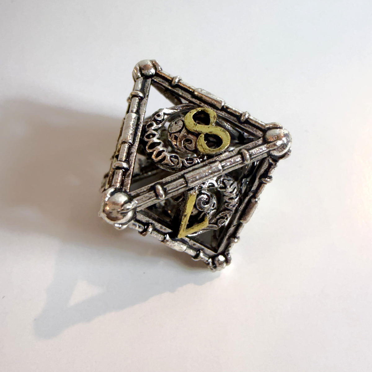 Silver Lunar Hollow Metal Dice Set