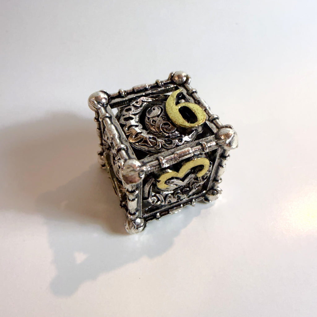 Silver Lunar Hollow Metal Dice Set
