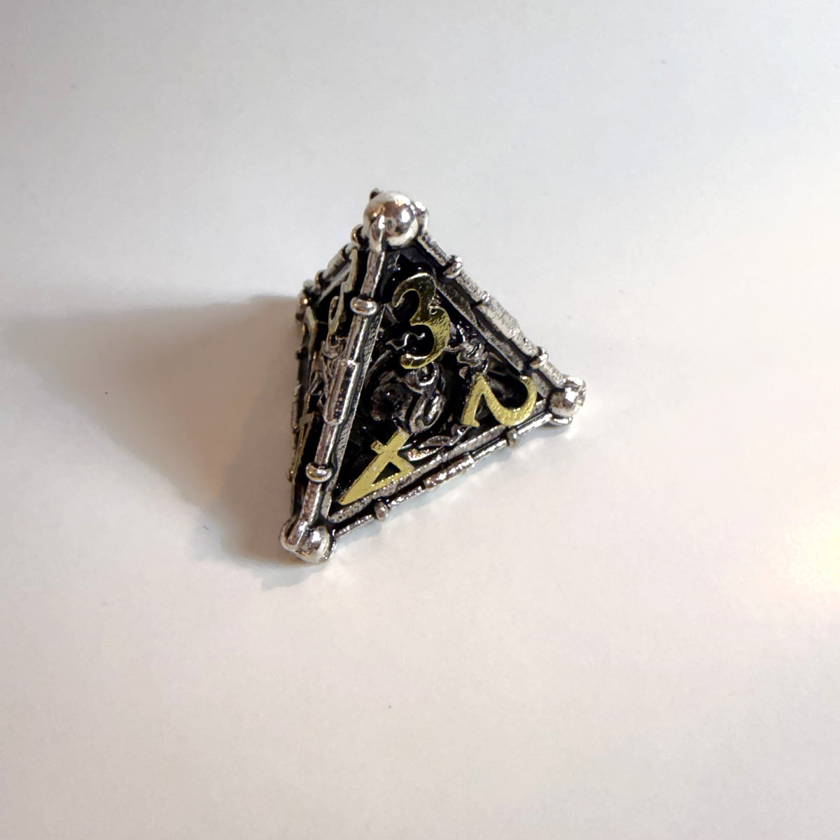Silver Lunar Hollow Metal Dice Set
