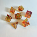 Amber Sundown Sharp Edge Resin Dice Set