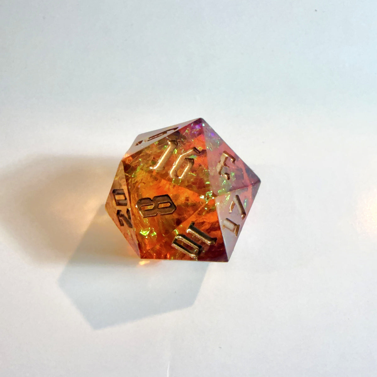 Amber Sundown Sharp Edge Resin Dice Set