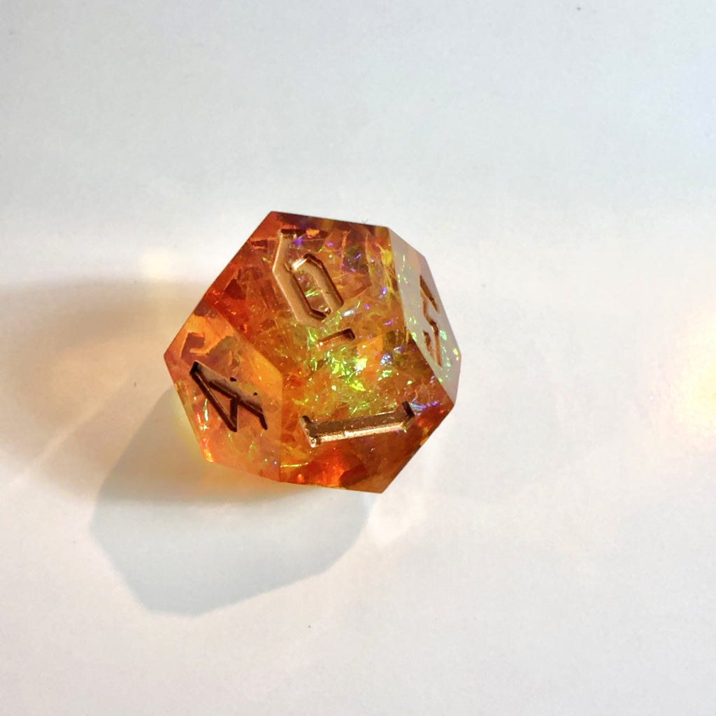 Amber Sundown Sharp Edge Resin Dice Set
