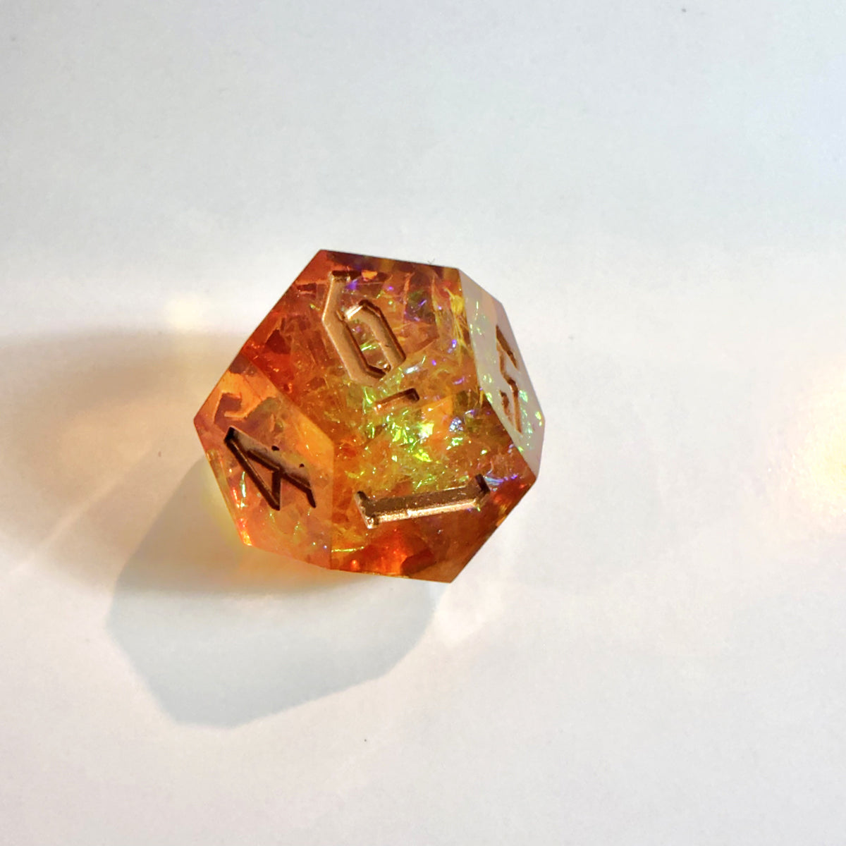 Amber Sundown Sharp Edge Resin Dice Set