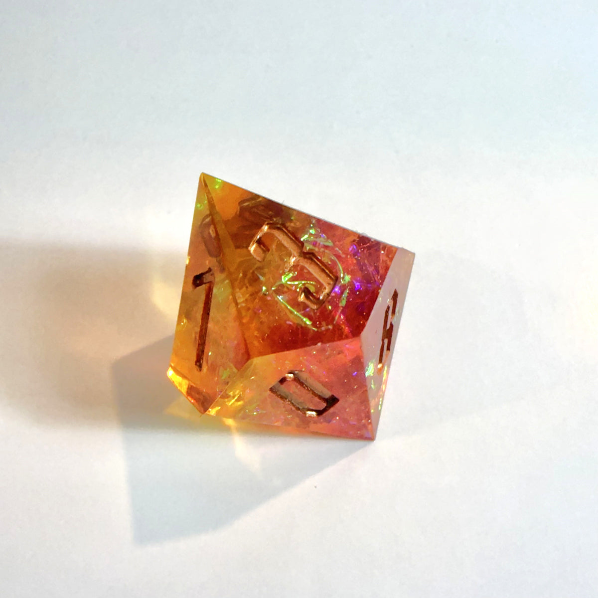 Amber Sundown Sharp Edge Resin Dice Set