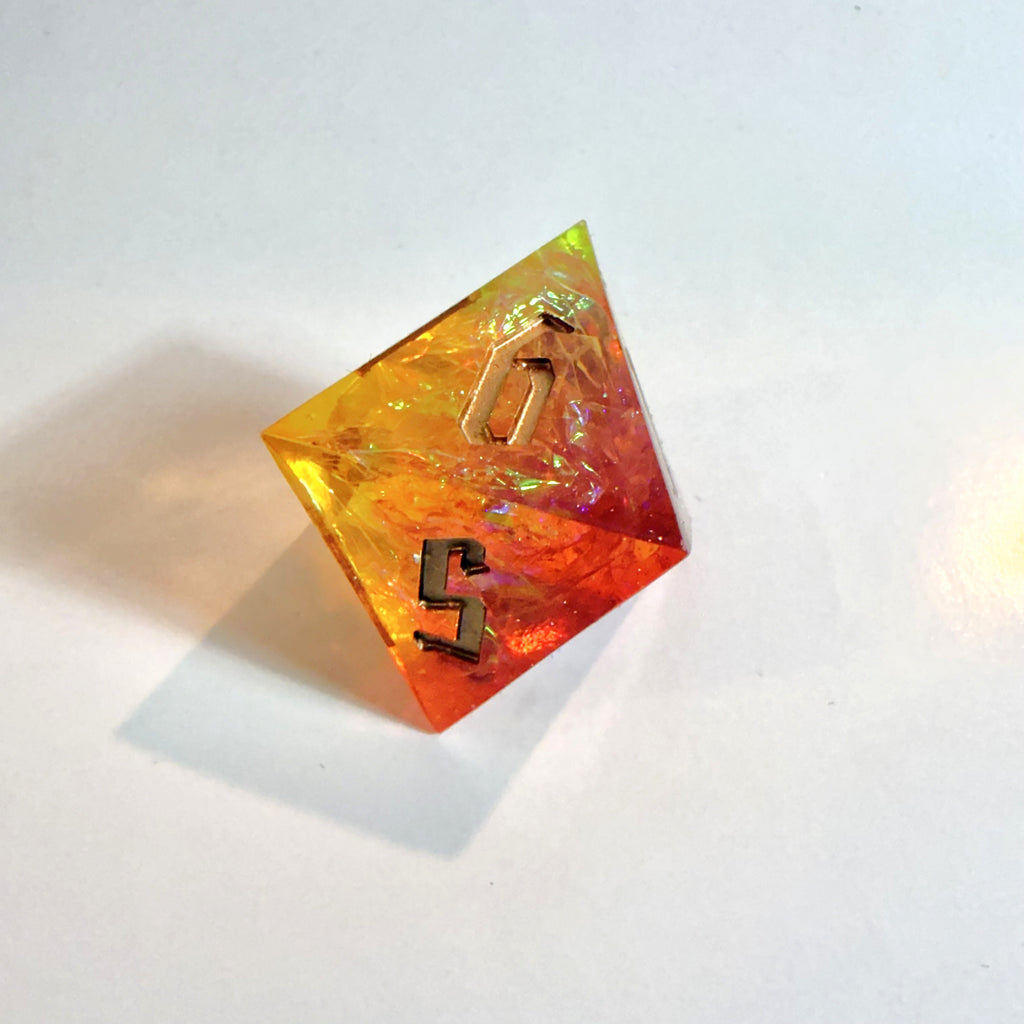Amber Sundown Sharp Edge Resin Dice Set