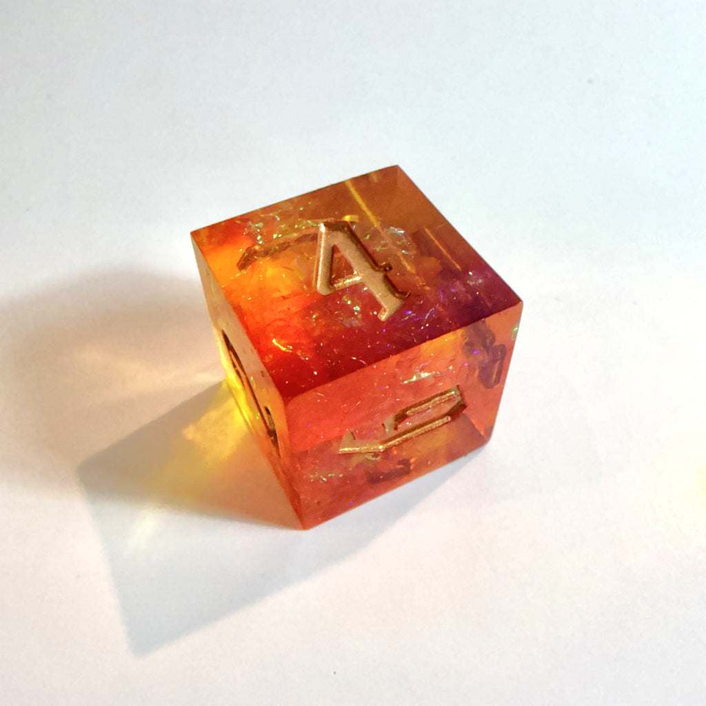 Amber Sundown Sharp Edge Resin Dice Set