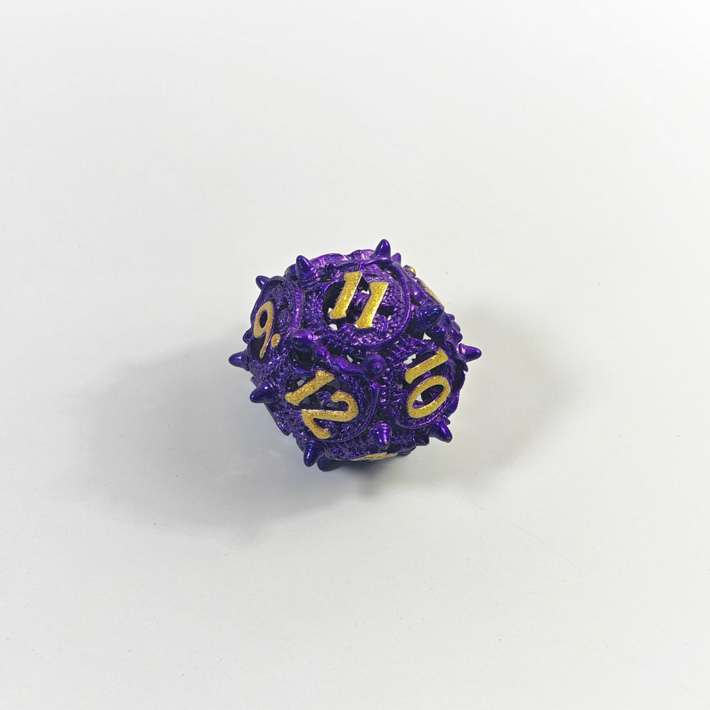 Violet Dragon Coil Hollow Metal Dice Set