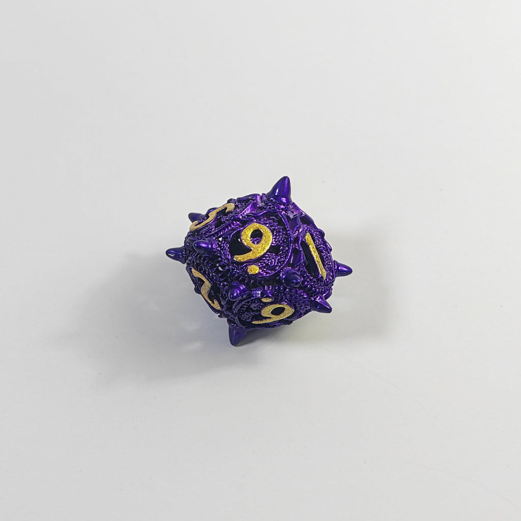 Violet Dragon Coil Hollow Metal Dice Set