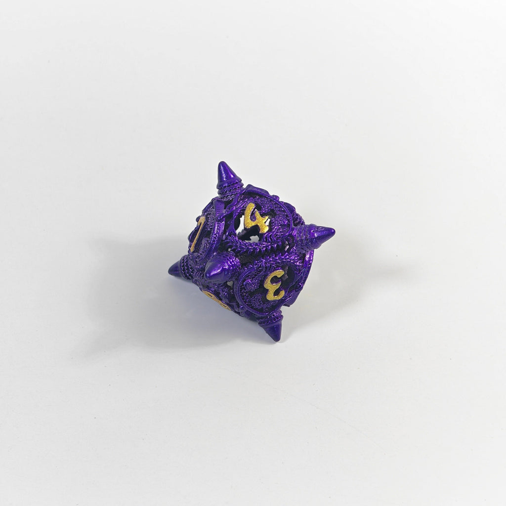Violet Dragon Coil Hollow Metal Dice Set