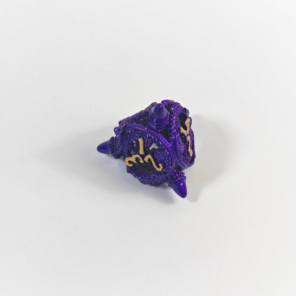 Violet Dragon Coil Hollow Metal Dice Set