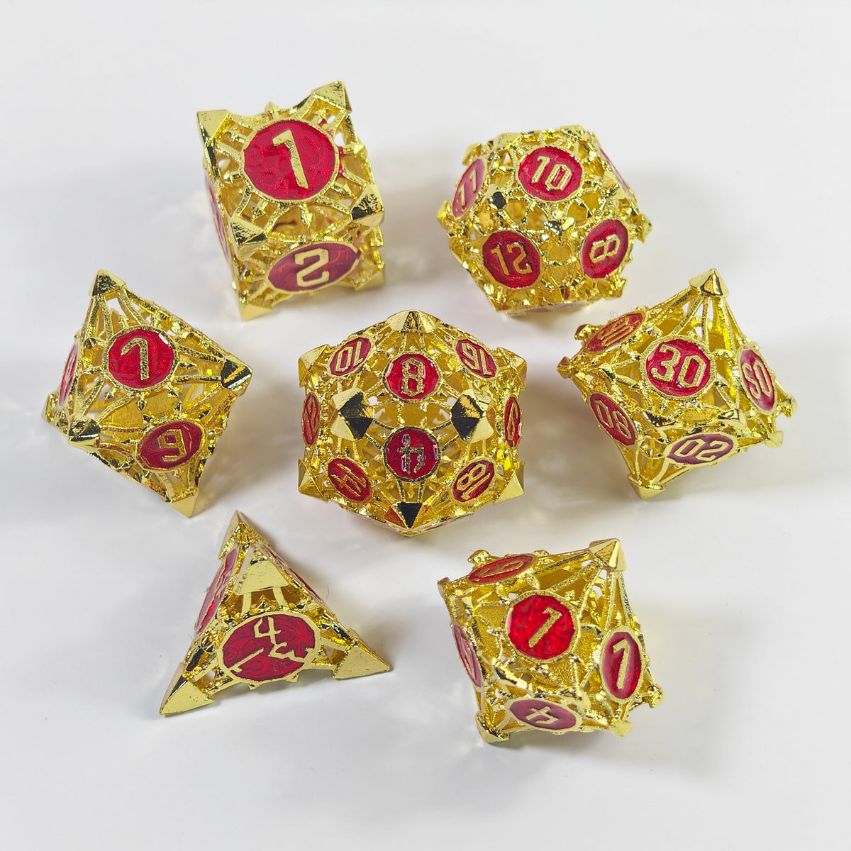 Gold Red Arrow Hollow Metal Dice Set