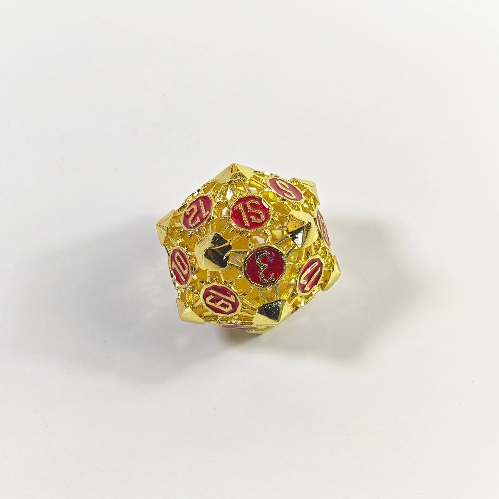 Gold Red Arrow Hollow Metal Dice Set