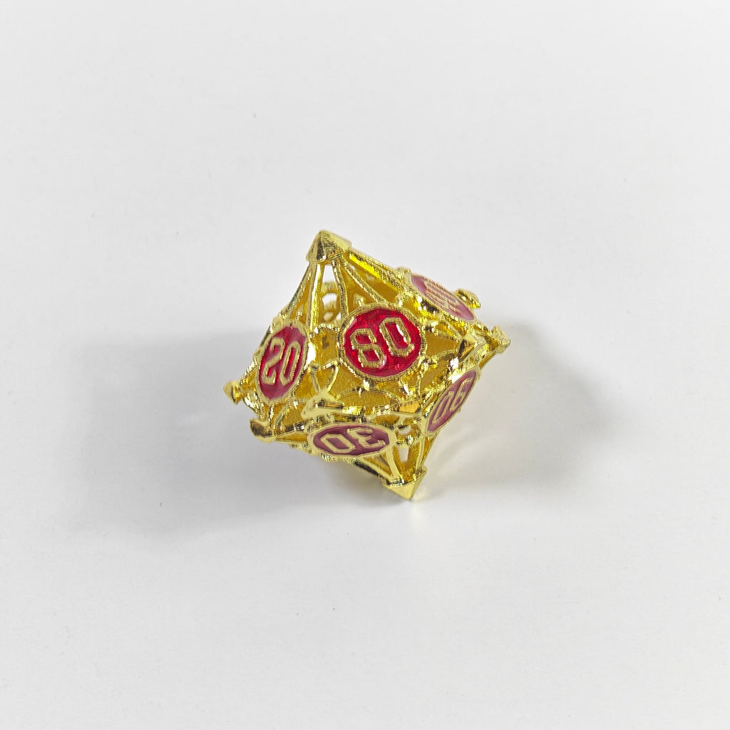 Gold Red Arrow Hollow Metal Dice Set