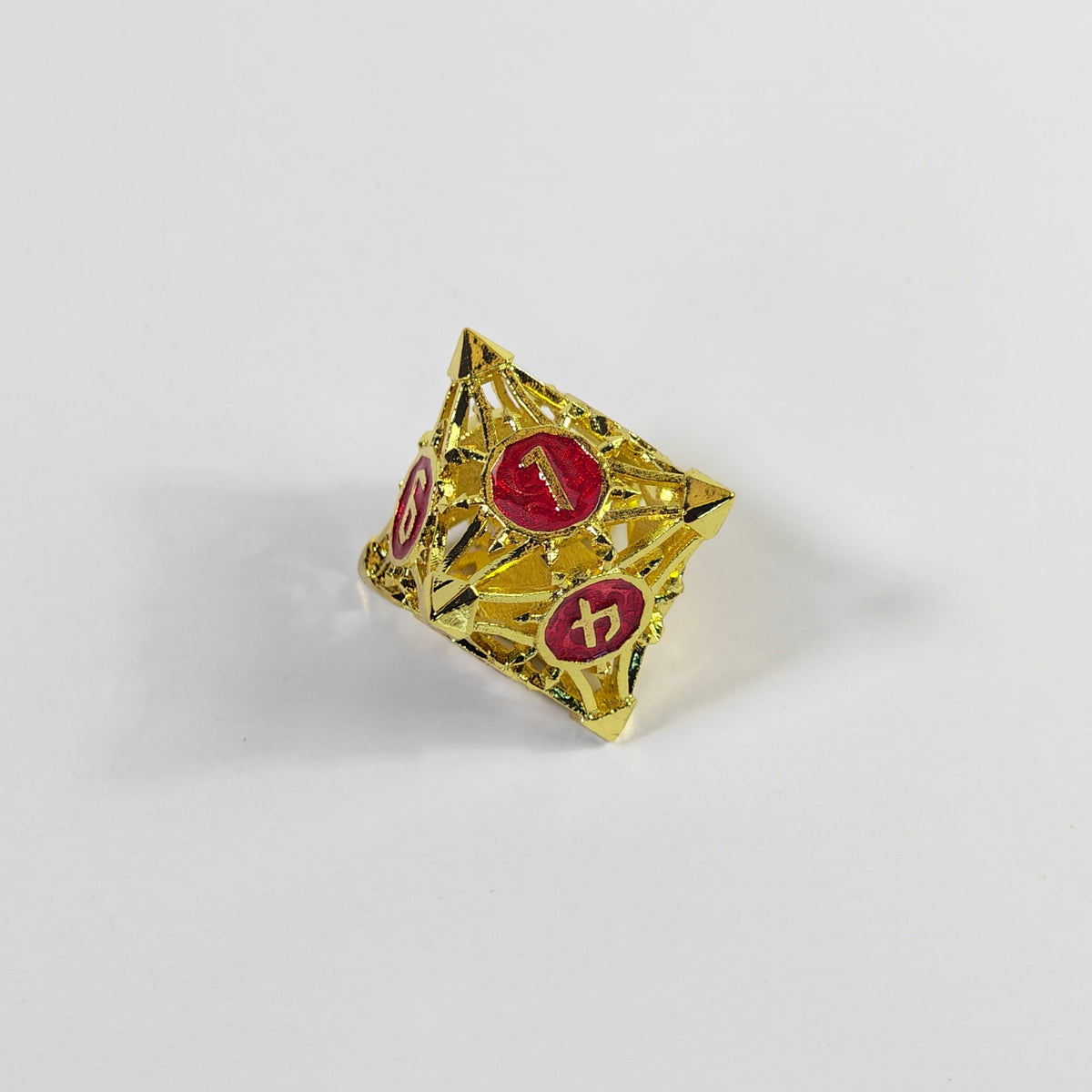 Gold Red Arrow Hollow Metal Dice Set