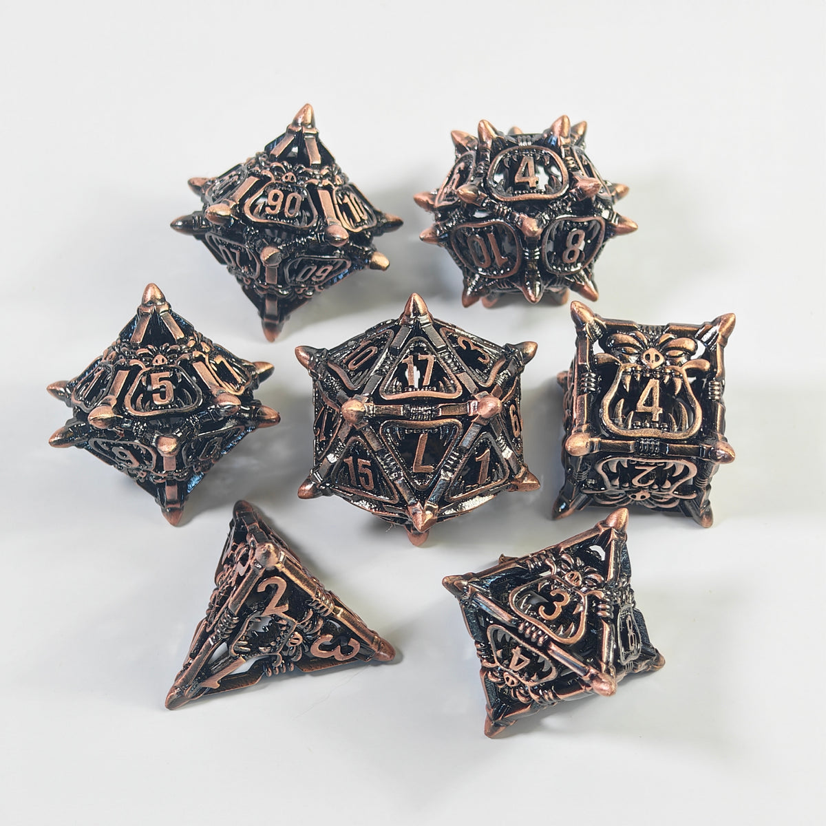 Snarling Mimic Copper Hollow Metal Dice Set