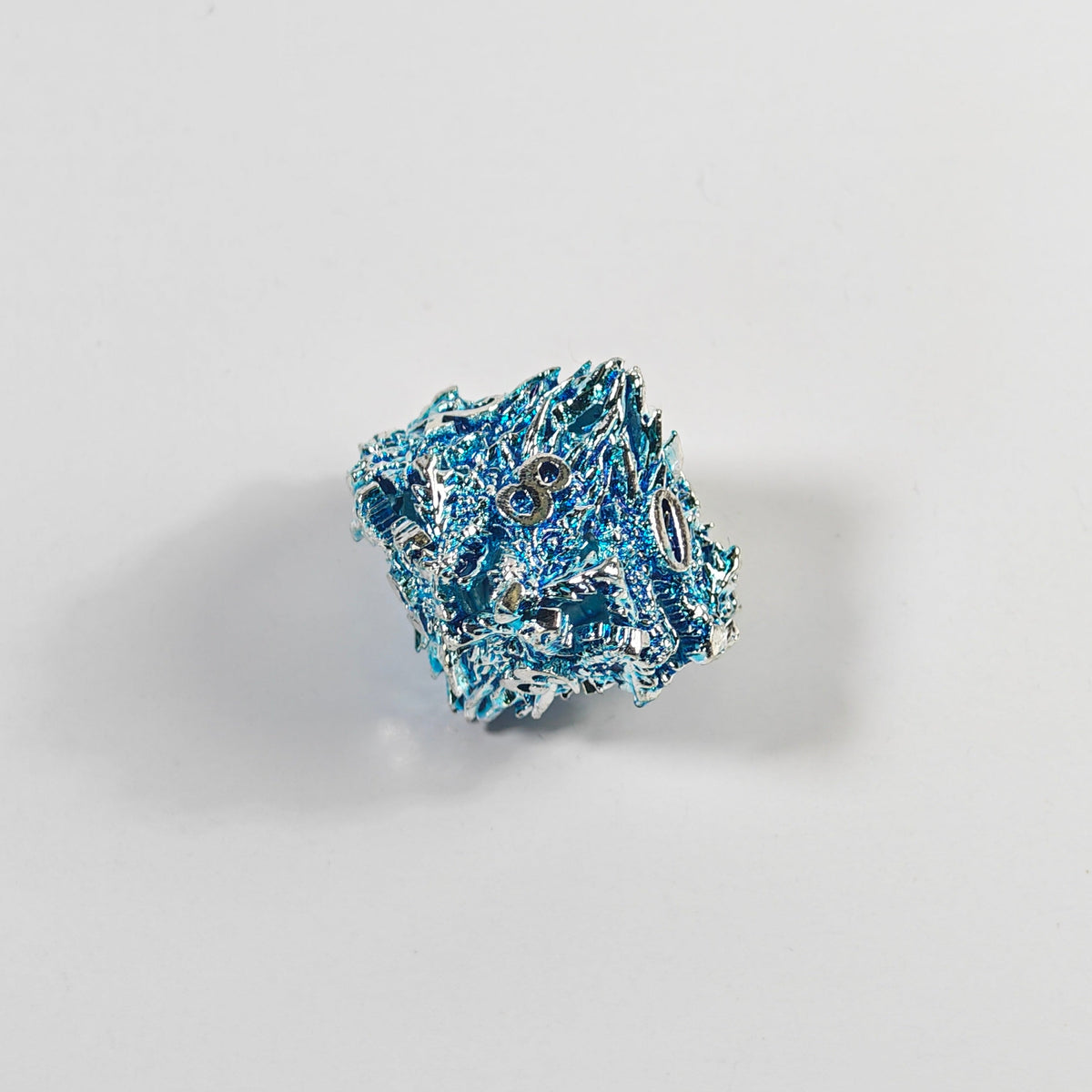 Dragon Head Silver Blue Hollow Metal Dice Set