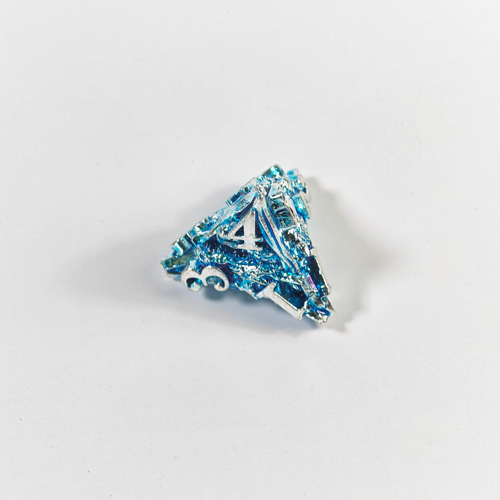 Dragon Head Silver Blue Hollow Metal Dice Set