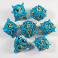 Sky Blue Dragon Coil Hollow Metal Dice Set
