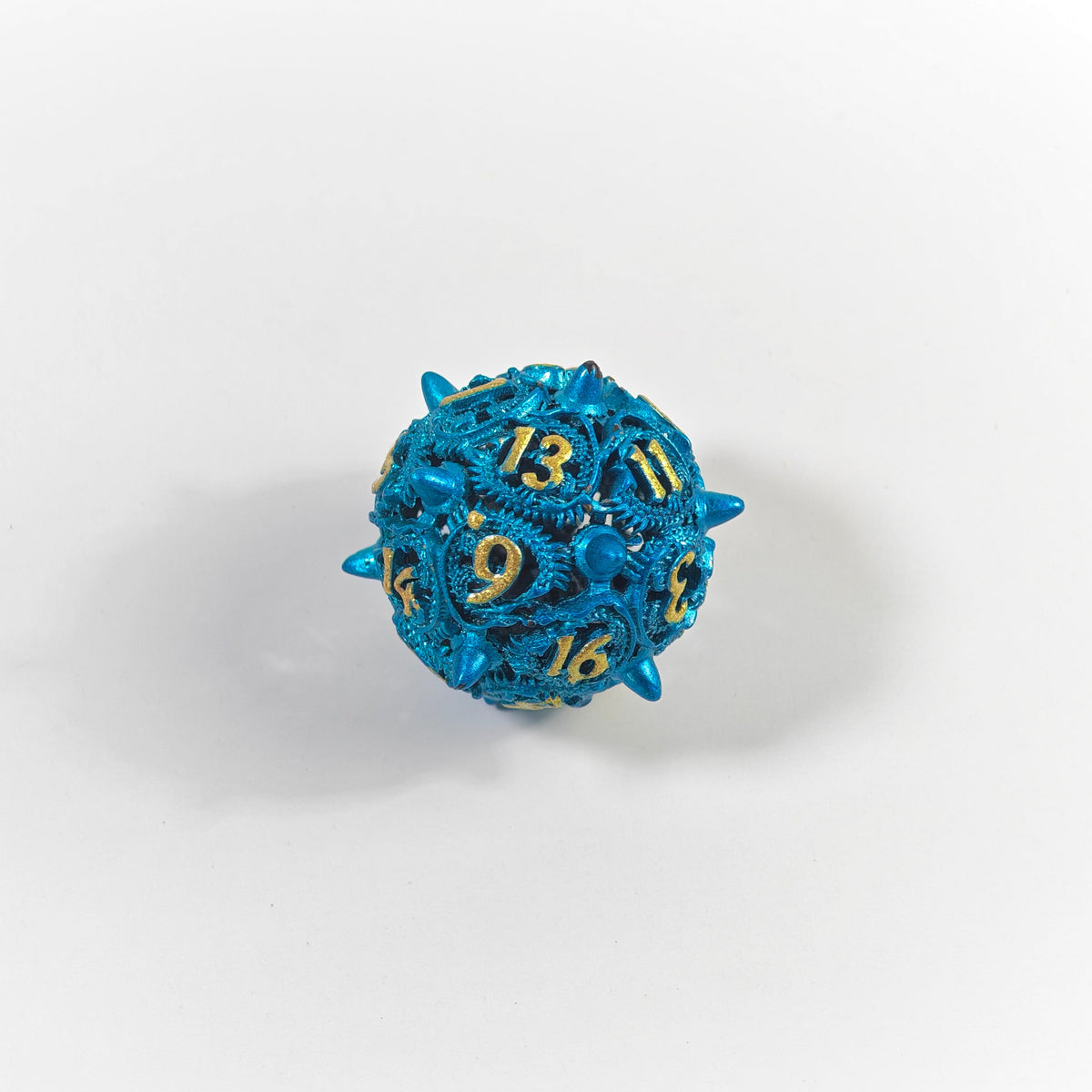 Sky Blue Dragon Coil Hollow Metal Dice Set