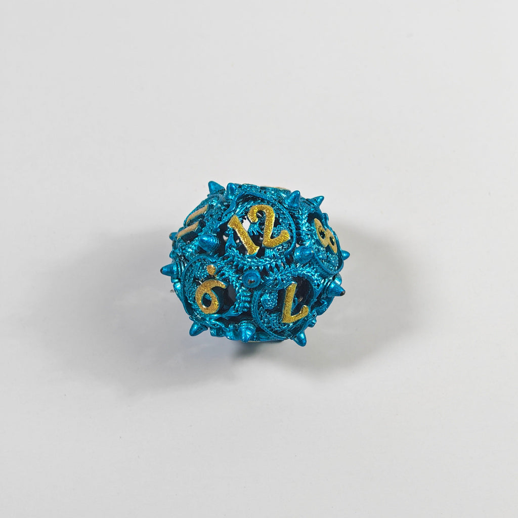 Sky Blue Dragon Coil Hollow Metal Dice Set