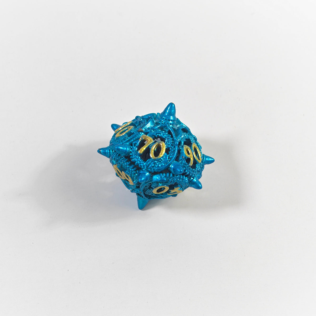 Sky Blue Dragon Coil Hollow Metal Dice Set