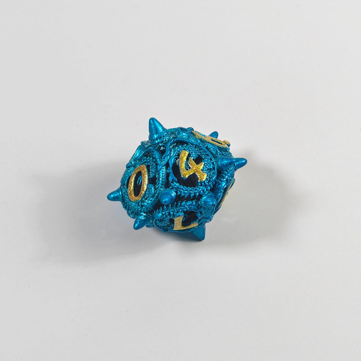 Sky Blue Dragon Coil Hollow Metal Dice Set