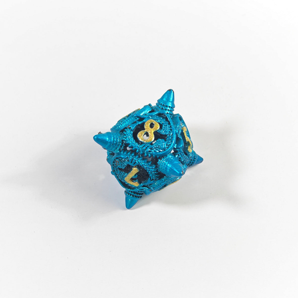 Sky Blue Dragon Coil Hollow Metal Dice Set