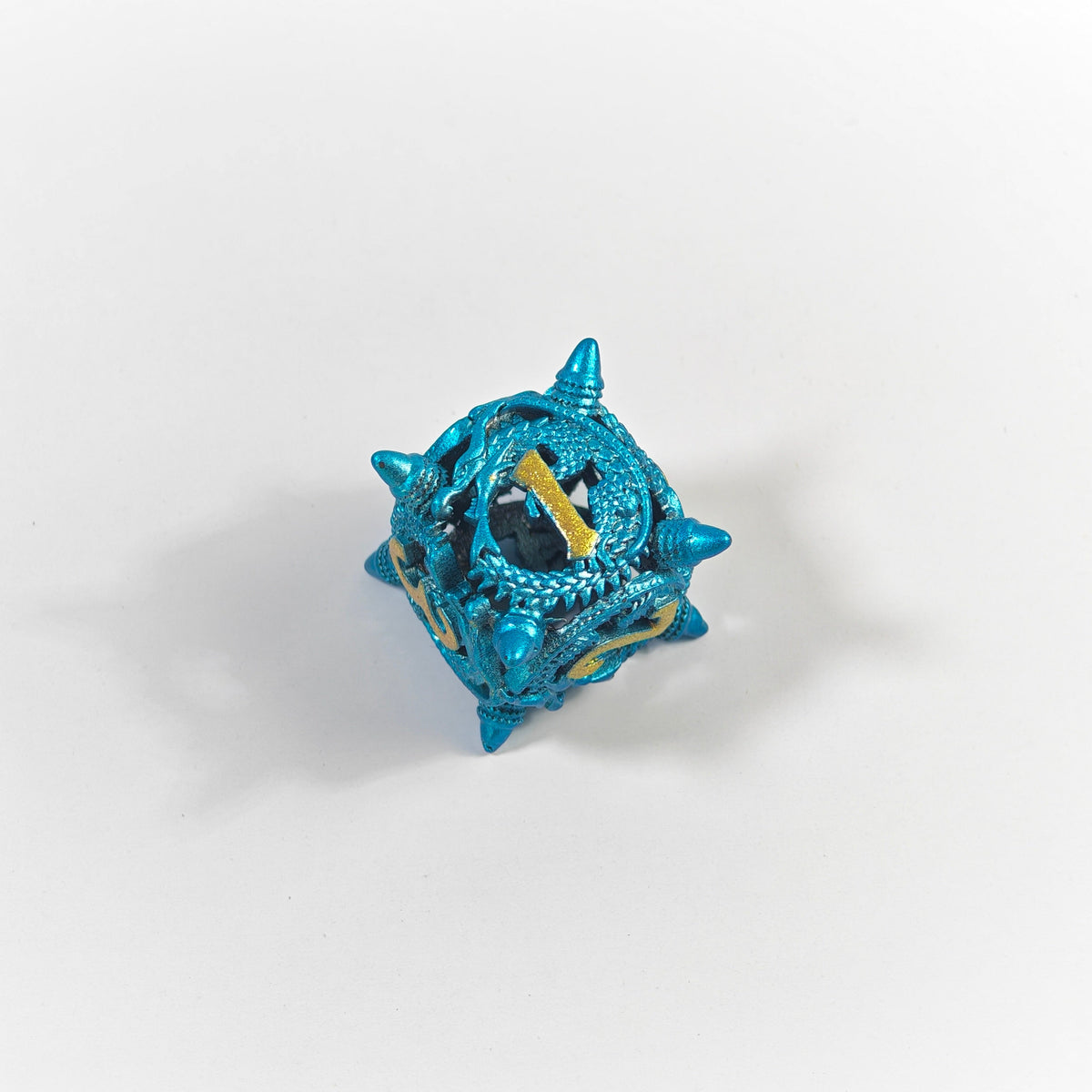 Sky Blue Dragon Coil Hollow Metal Dice Set