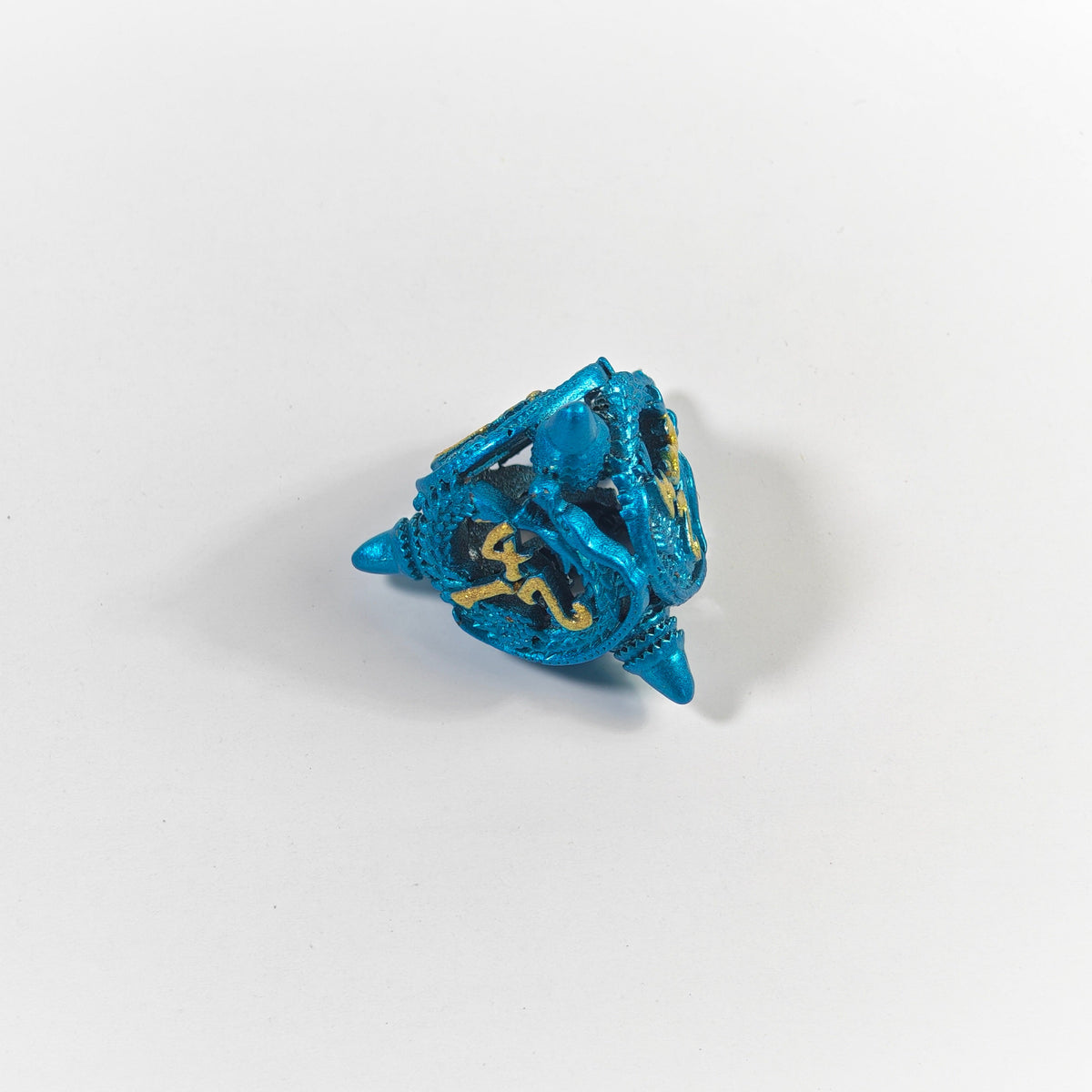 Sky Blue Dragon Coil Hollow Metal Dice Set