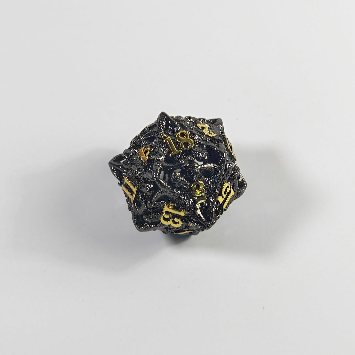 Dragon Head Black Gold Hollow Metal Dice Set