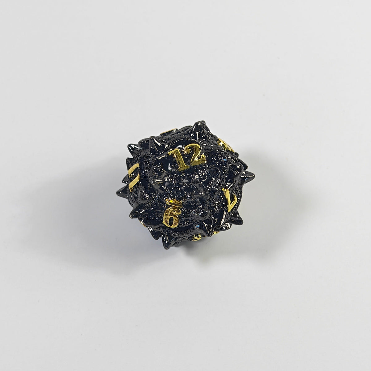Dragon Head Black Gold Hollow Metal Dice Set