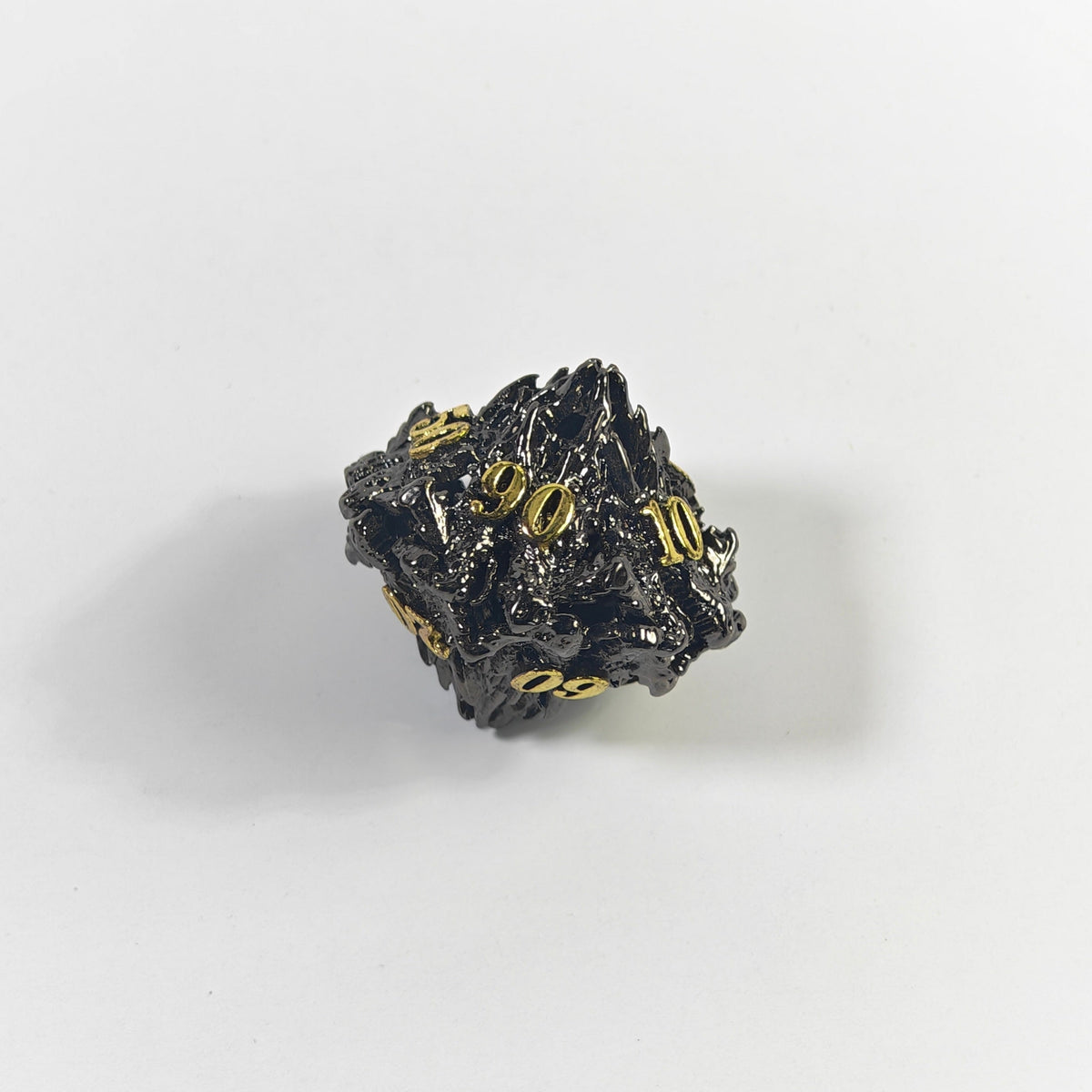 Dragon Head Black Gold Hollow Metal Dice Set