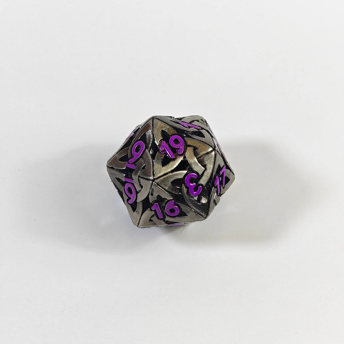 Celtic Knot Purple Hollow Metal Dice Set