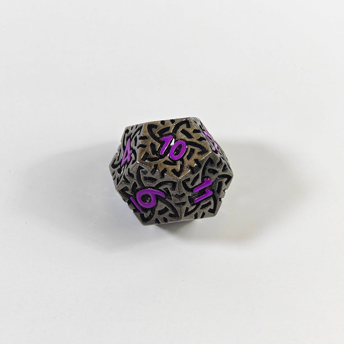 Celtic Knot Purple Hollow Metal Dice Set