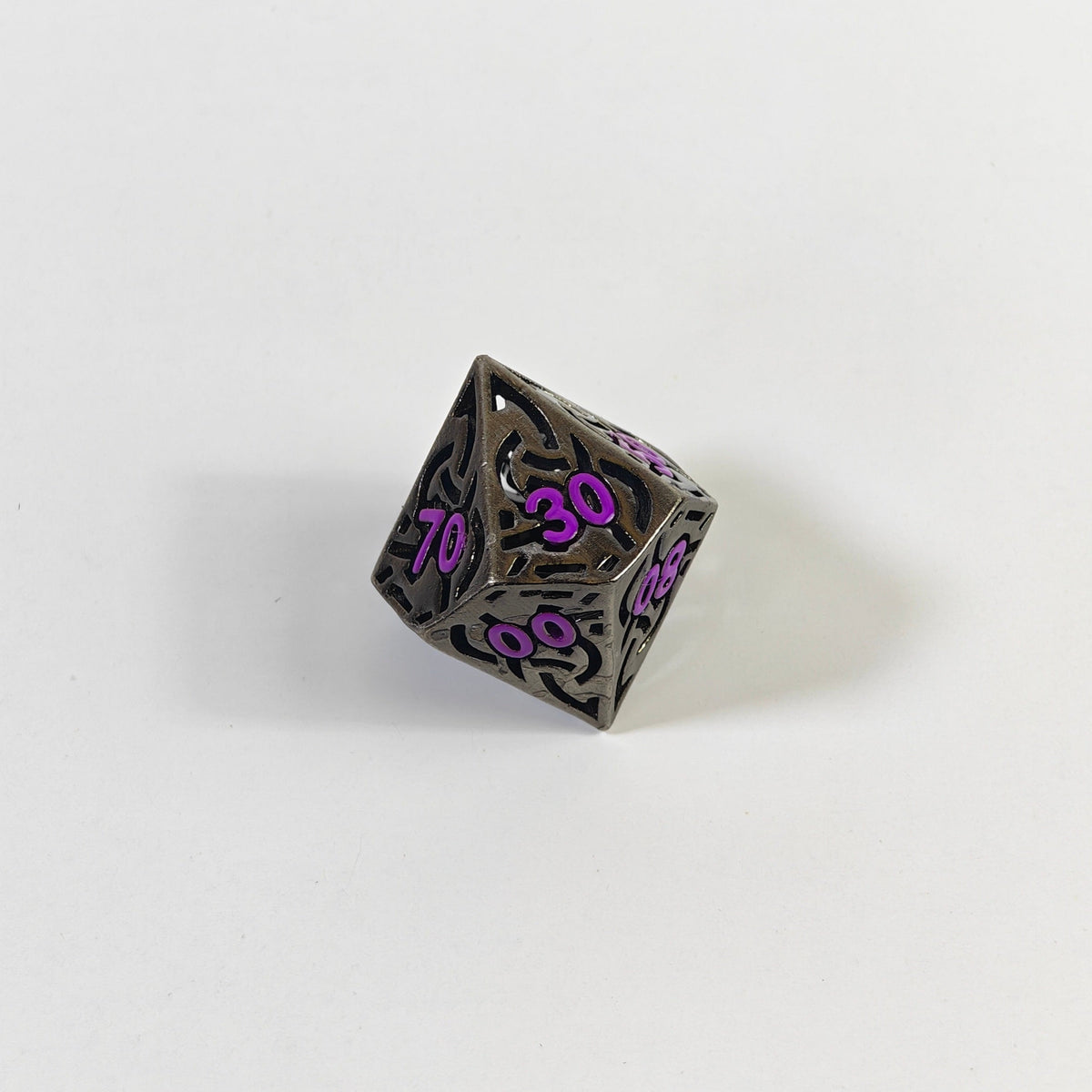 Celtic Knot Purple Hollow Metal Dice Set