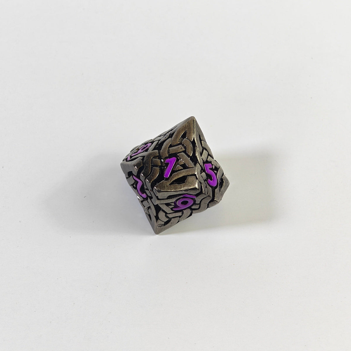 Celtic Knot Purple Hollow Metal Dice Set
