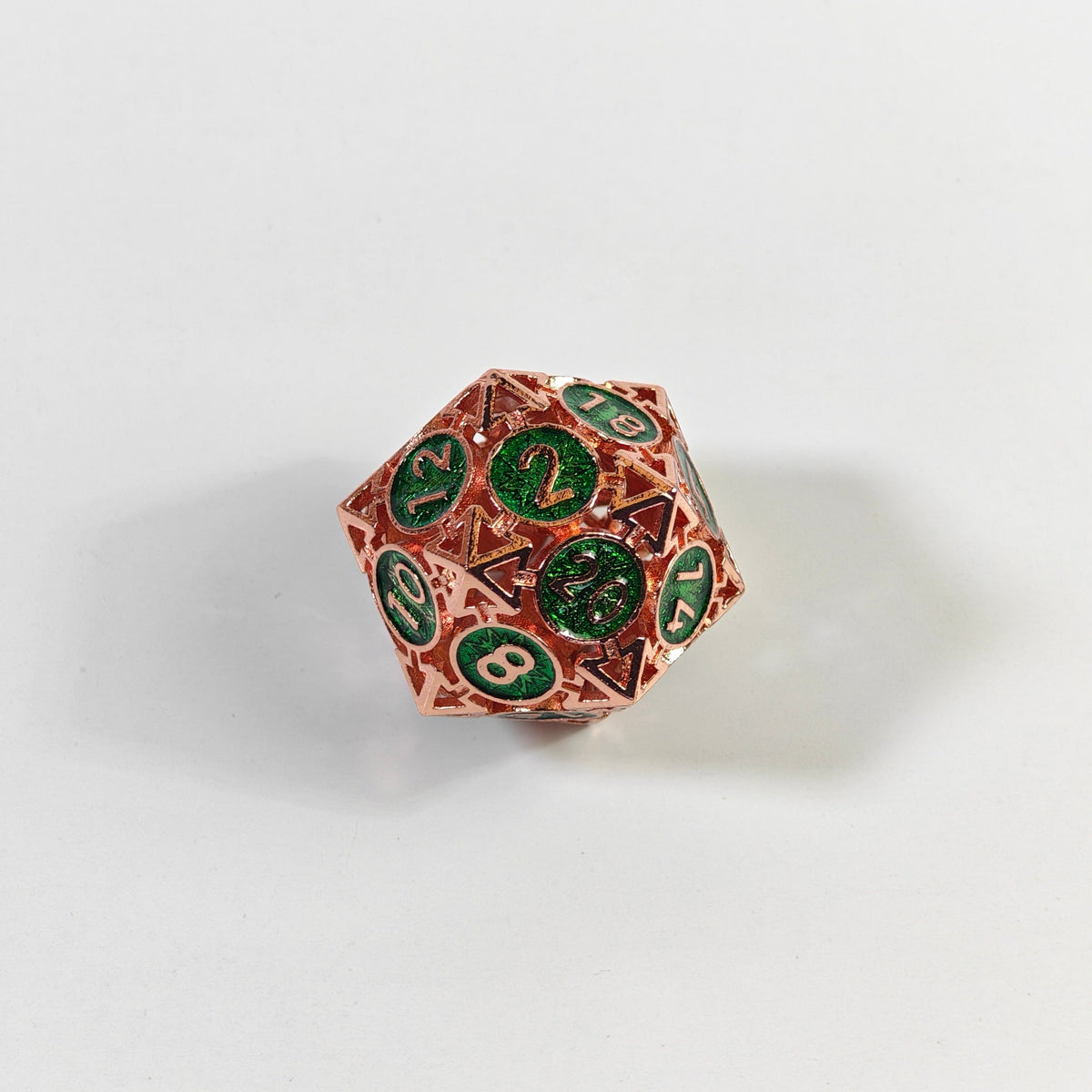 Rose Gold Green Arrow Hollow Metal Dice Set