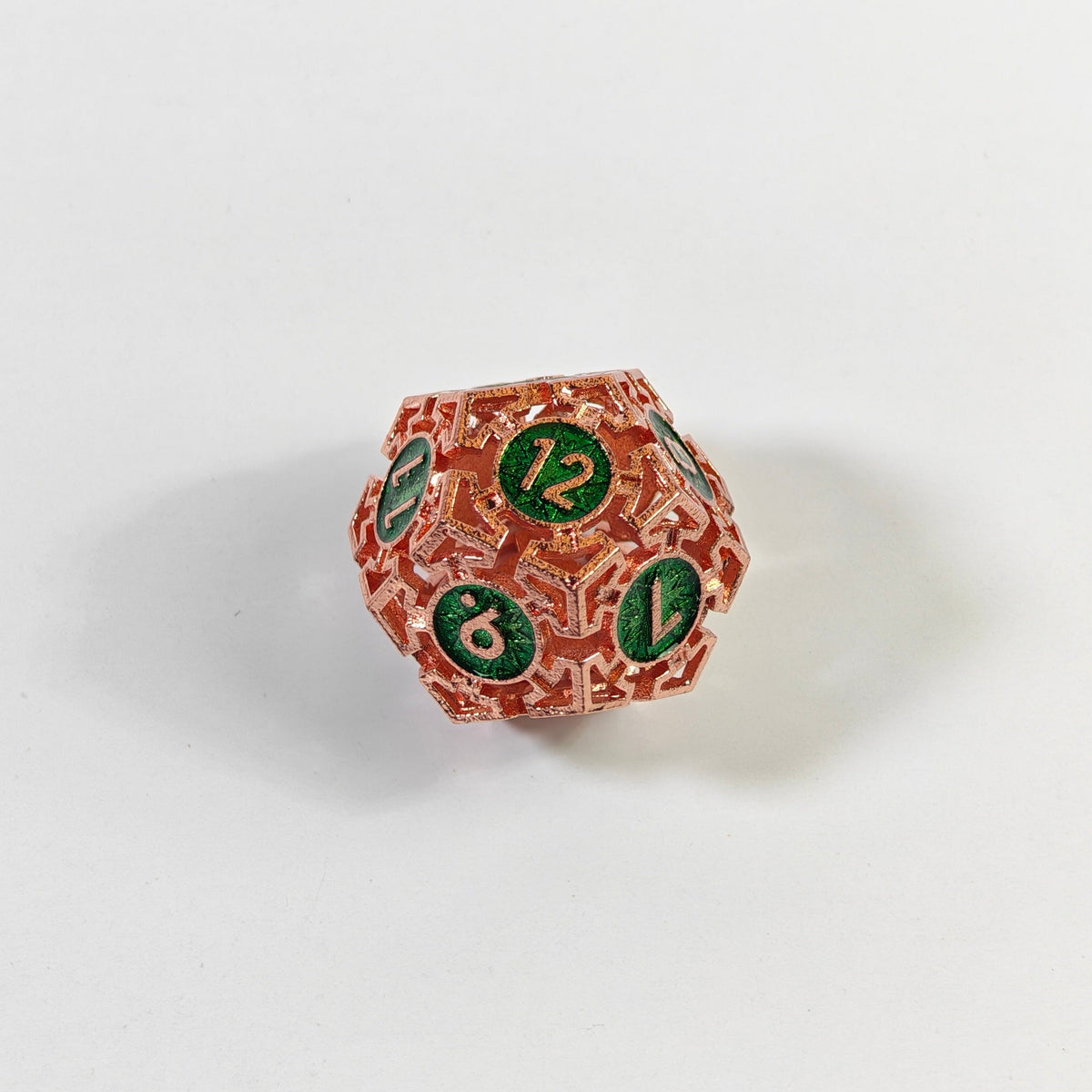 Rose Gold Green Arrow Hollow Metal Dice Set