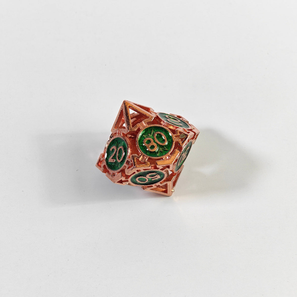 Rose Gold Green Arrow Hollow Metal Dice Set