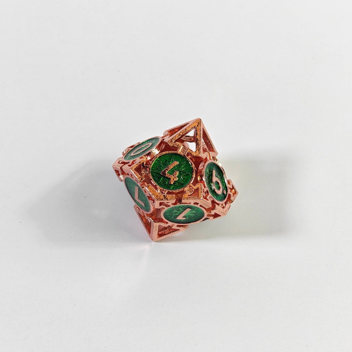 Rose Gold Green Arrow Hollow Metal Dice Set