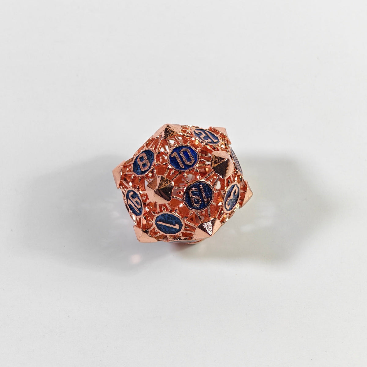 Rose Gold Blue Arrow Hollow Metal Dice Set