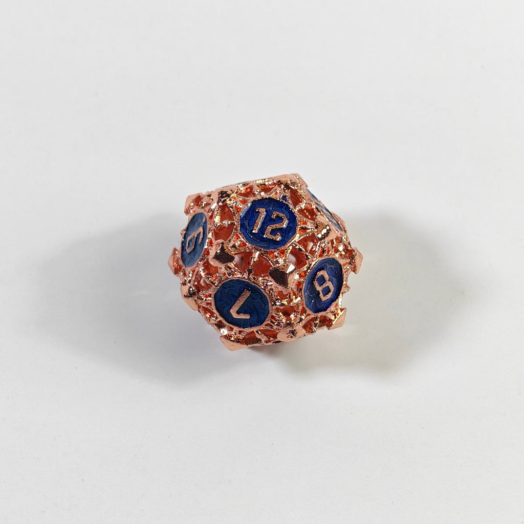 Rose Gold Blue Arrow Hollow Metal Dice Set
