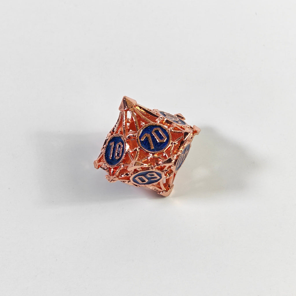 Rose Gold Blue Arrow Hollow Metal Dice Set
