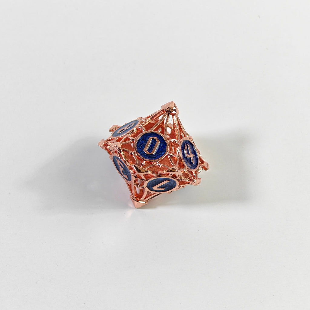 Rose Gold Blue Arrow Hollow Metal Dice Set